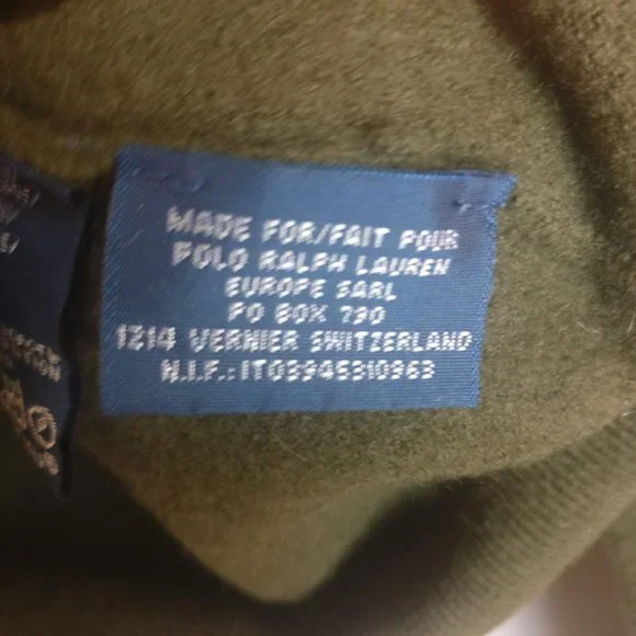 Army Green Wool Sweater, 100% Merino Wool, Polo RL Pony Logo Sweater - Picture 7 of 7